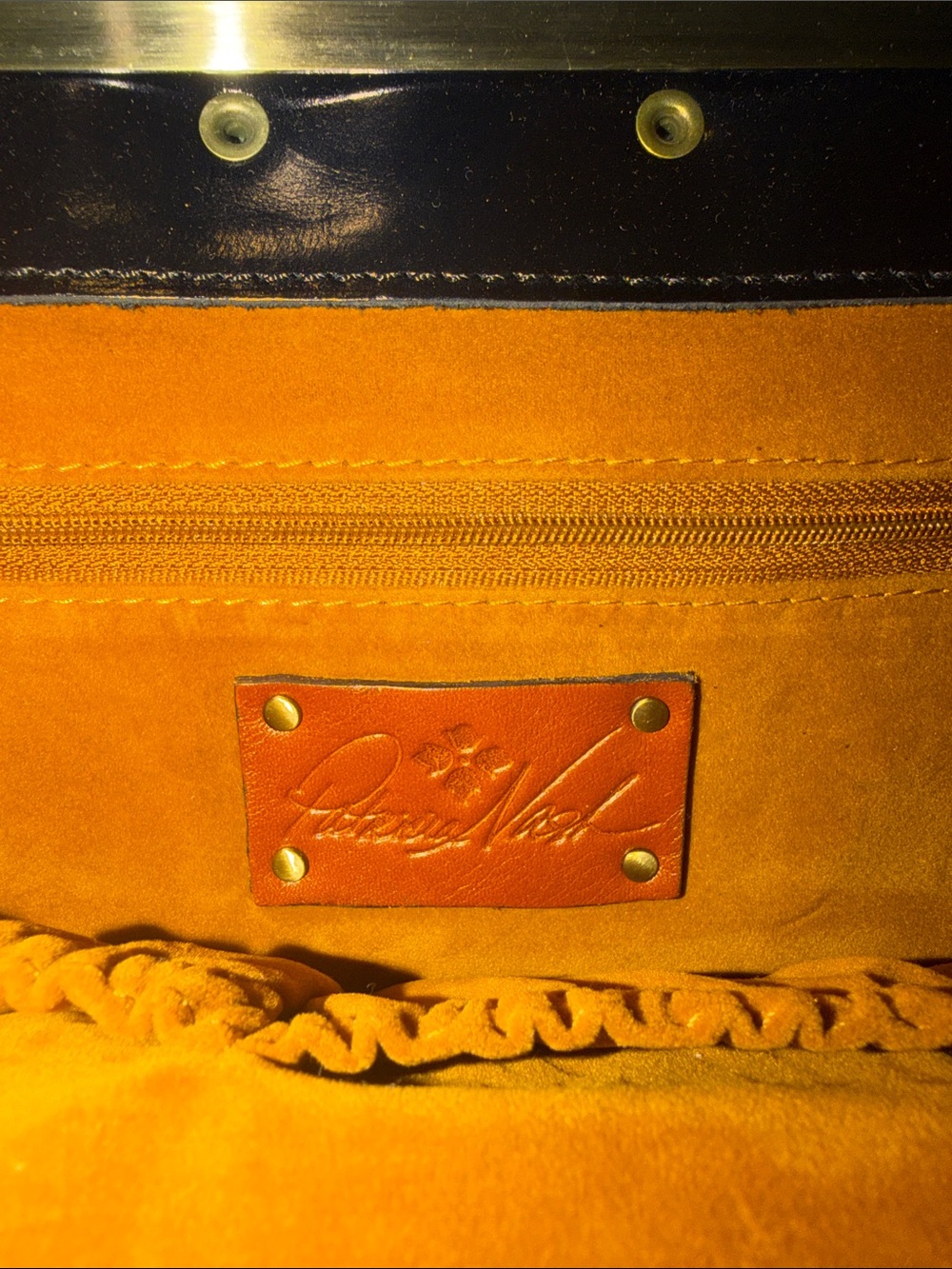 Patricia Nash Distressed Brown Leather Shoulder Bag with Bamboo Handles - Picture 4 of 4